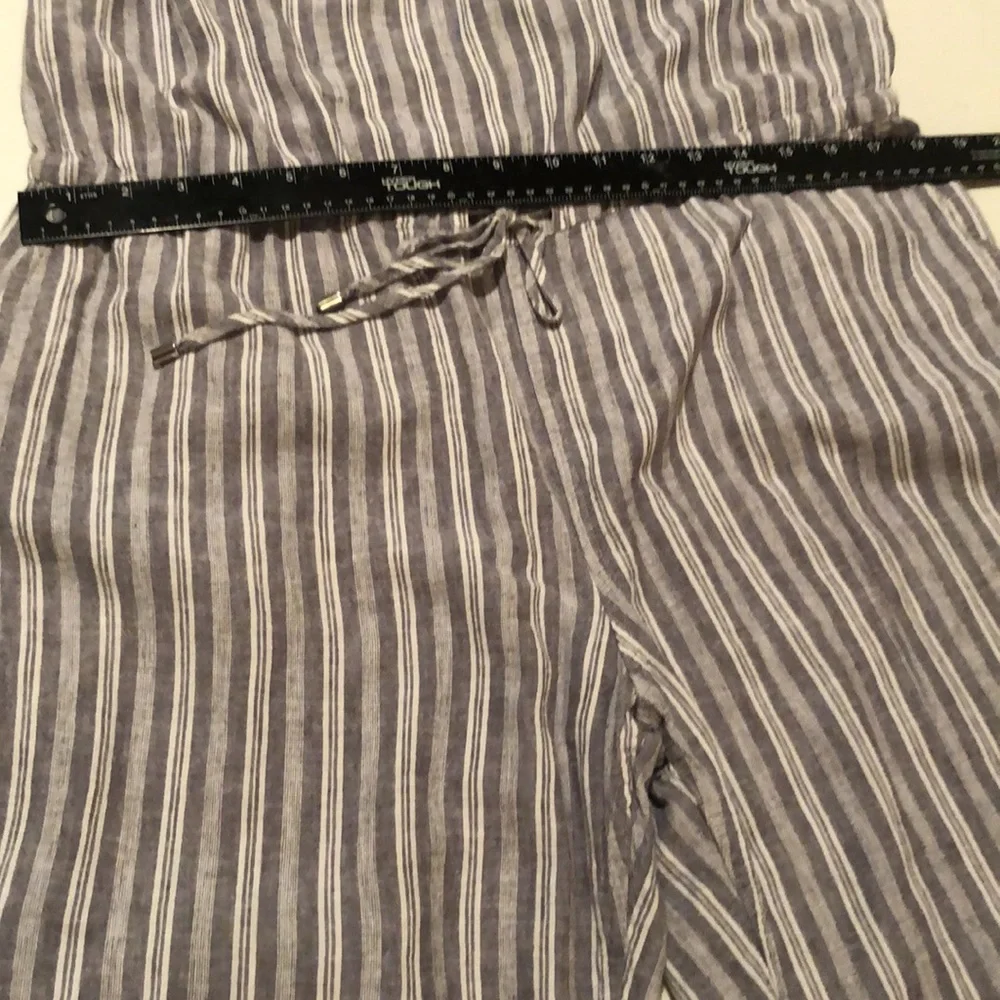 Rails size large sleeveless blue & white stripe jumpsuit with drawstring waist